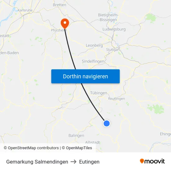 Gemarkung Salmendingen to Eutingen map