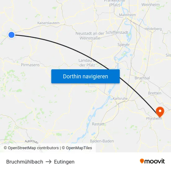 Bruchmühlbach to Eutingen map