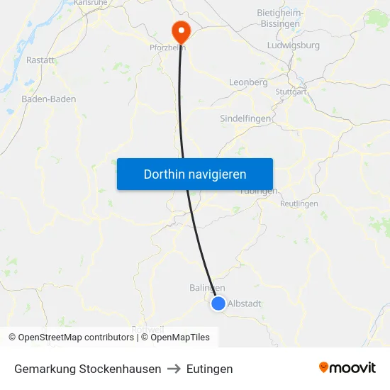 Gemarkung Stockenhausen to Eutingen map