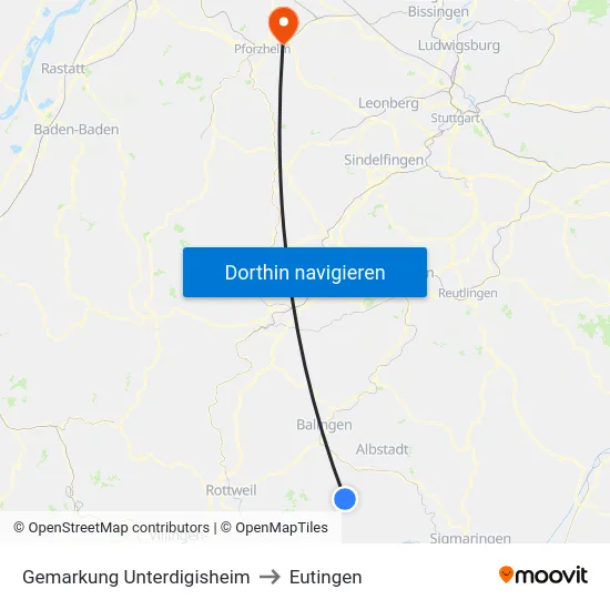 Gemarkung Unterdigisheim to Eutingen map