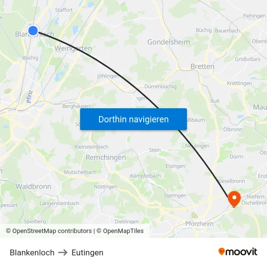 Blankenloch to Eutingen map