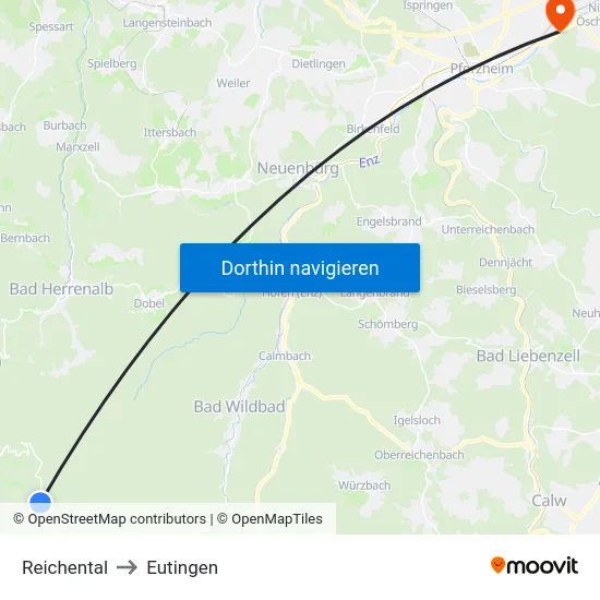 Reichental to Eutingen map