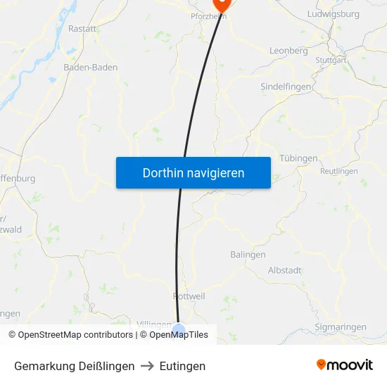 Gemarkung Deißlingen to Eutingen map