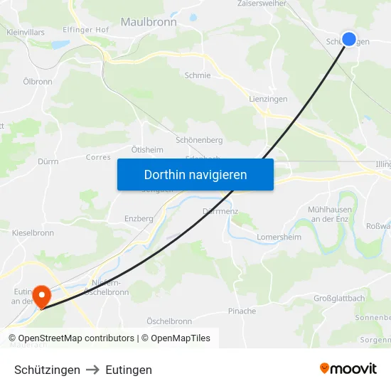Schützingen to Eutingen map