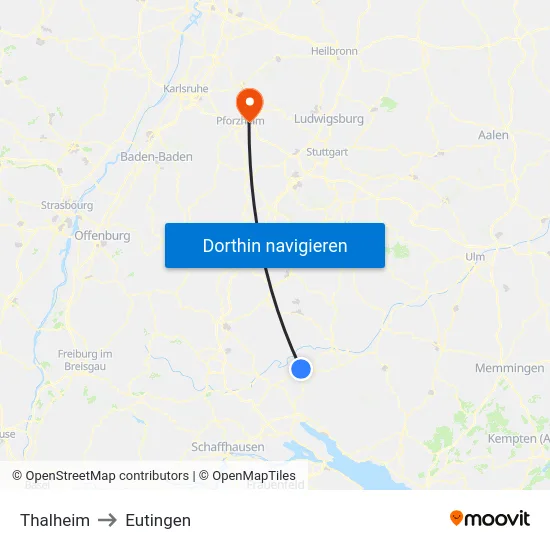 Thalheim to Eutingen map