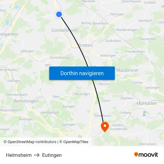 Helmsheim to Eutingen map