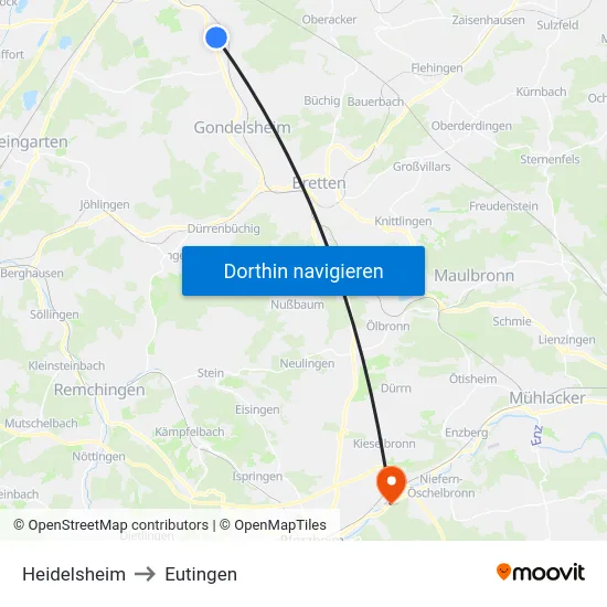 Heidelsheim to Eutingen map