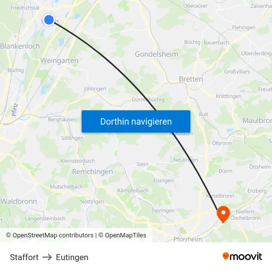 Staffort to Eutingen map