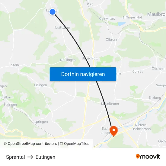Sprantal to Eutingen map