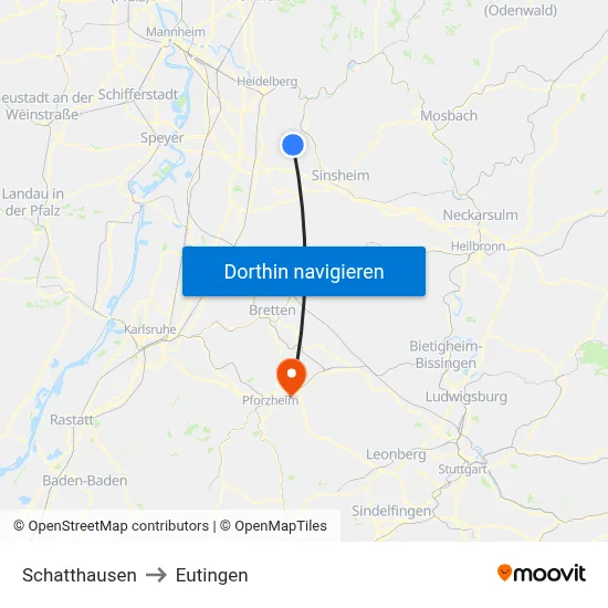 Schatthausen to Eutingen map