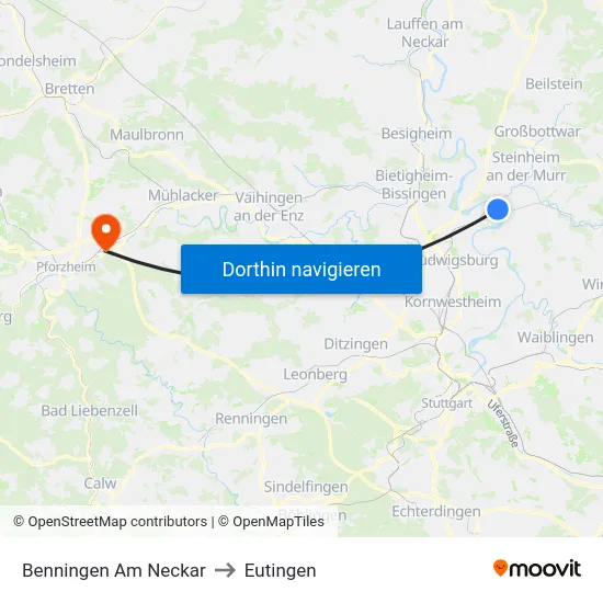 Benningen Am Neckar to Eutingen map