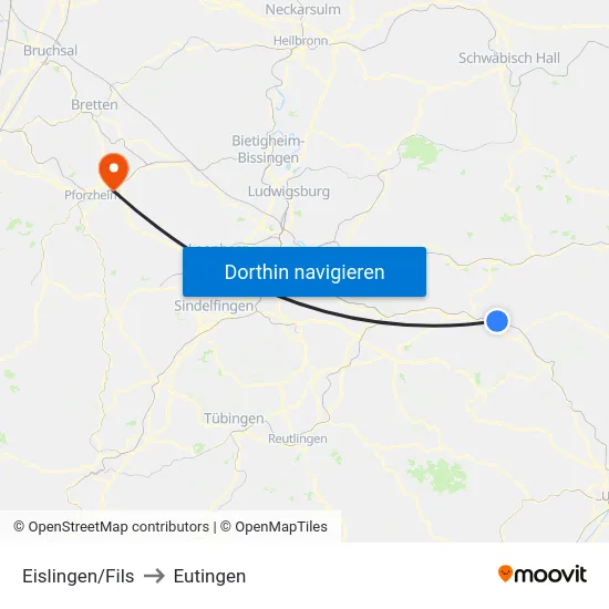 Eislingen/Fils to Eutingen map