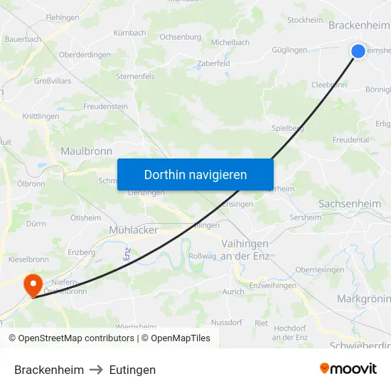 Brackenheim to Eutingen map
