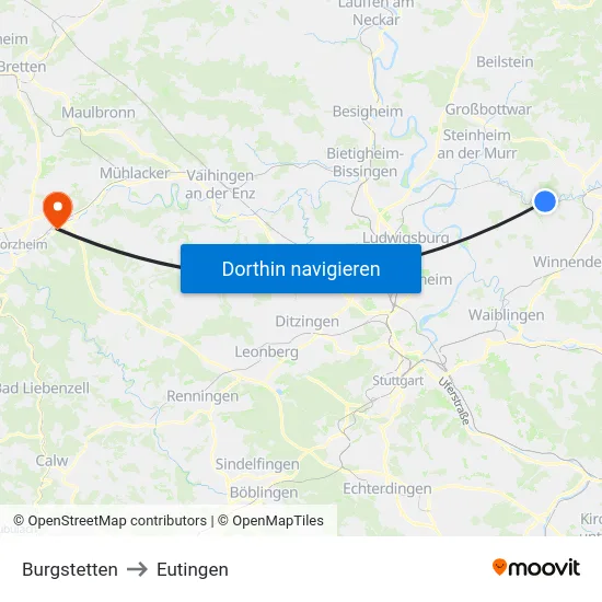 Burgstetten to Eutingen map