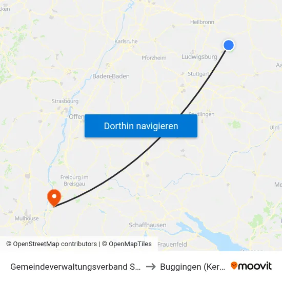 Gemeindeverwaltungsverband Sulzbach to Buggingen (Kernort) map