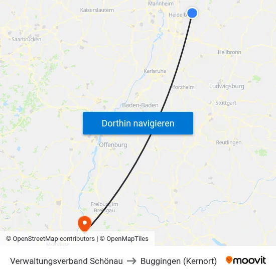 Verwaltungsverband Schönau to Buggingen (Kernort) map