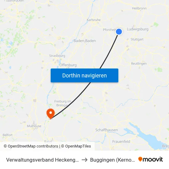Verwaltungsverband Heckengäu to Buggingen (Kernort) map