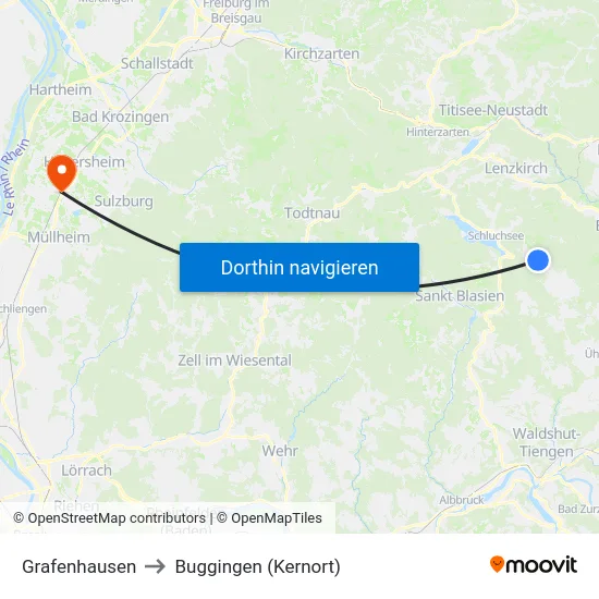 Grafenhausen to Buggingen (Kernort) map