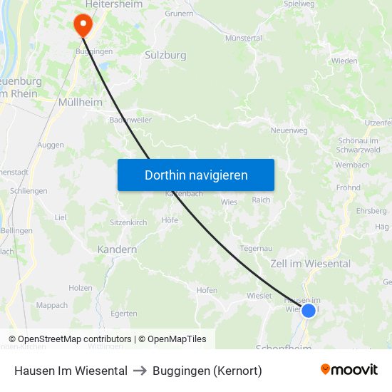 Hausen Im Wiesental to Buggingen (Kernort) map