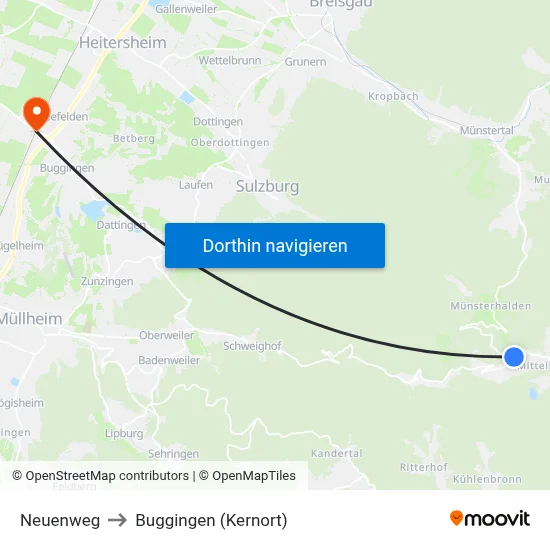 Neuenweg to Buggingen (Kernort) map