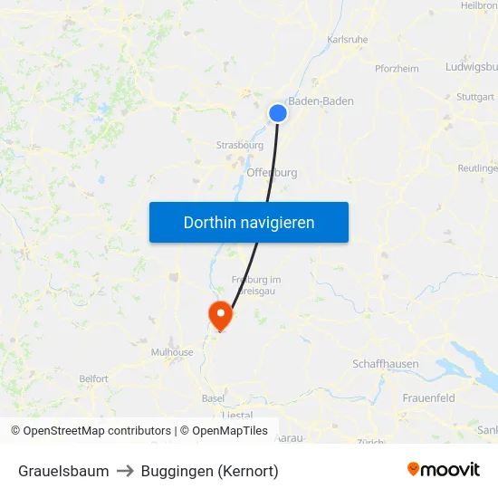 Grauelsbaum to Buggingen (Kernort) map