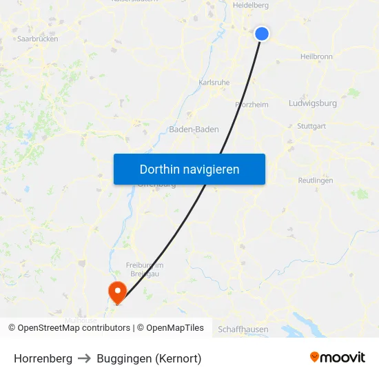 Horrenberg to Buggingen (Kernort) map