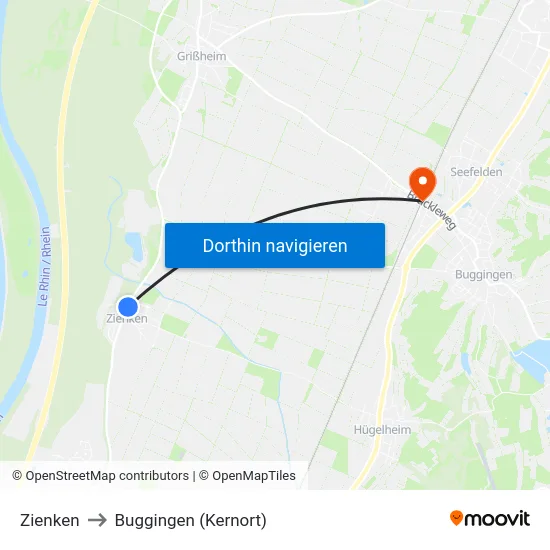 Zienken to Buggingen (Kernort) map