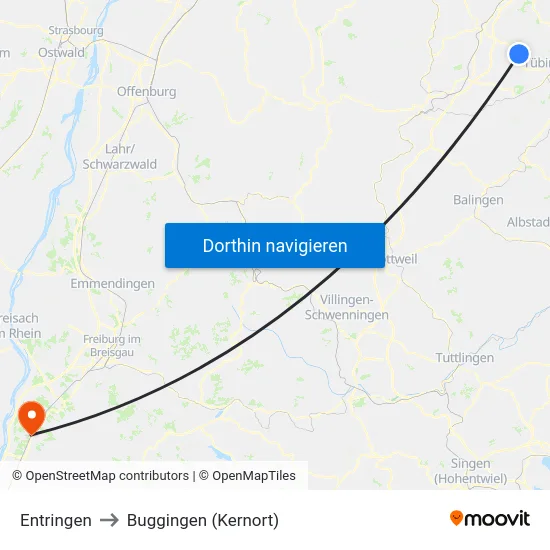 Entringen to Buggingen (Kernort) map