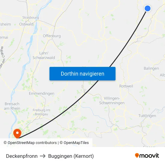 Deckenpfronn to Buggingen (Kernort) map