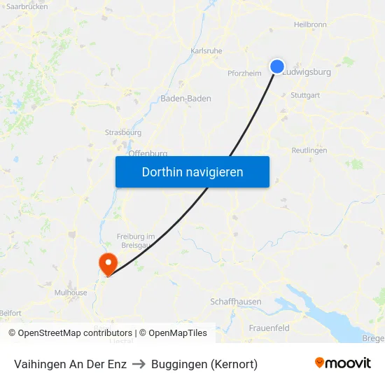 Vaihingen An Der Enz to Buggingen (Kernort) map