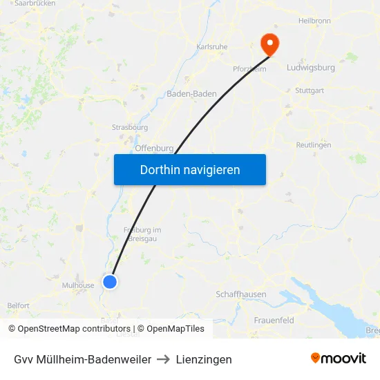 Gvv Müllheim-Badenweiler to Lienzingen map