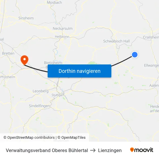 Verwaltungsverband Oberes Bühlertal to Lienzingen map