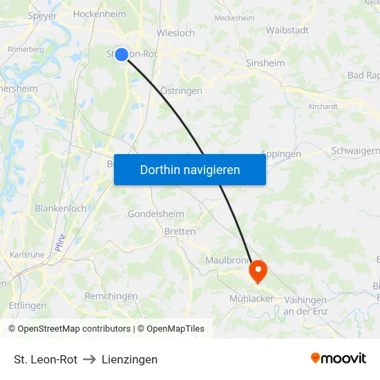 St. Leon-Rot to Lienzingen map