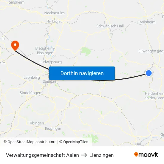 Verwaltungsgemeinschaft Aalen to Lienzingen map