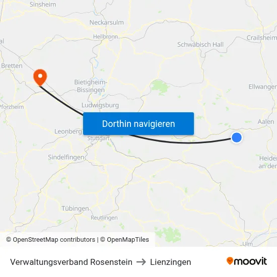 Verwaltungsverband Rosenstein to Lienzingen map
