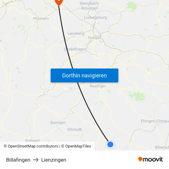 Billafingen to Lienzingen map