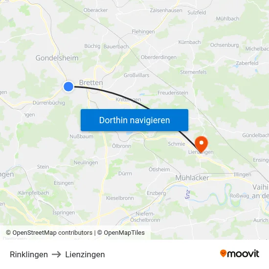 Rinklingen to Lienzingen map