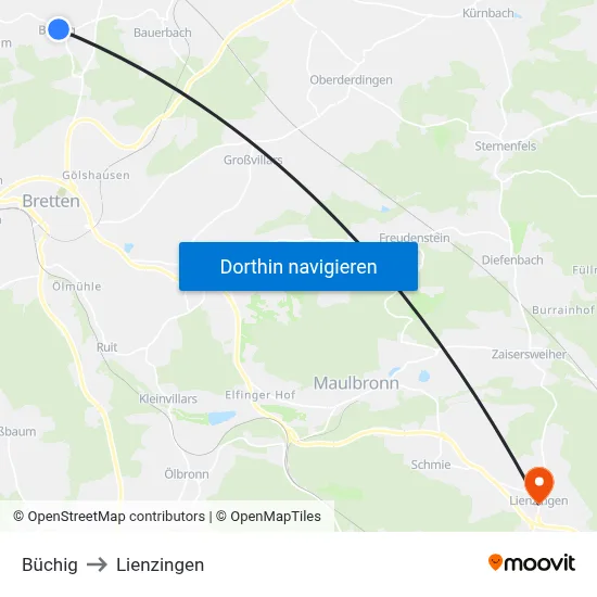 Büchig to Lienzingen map