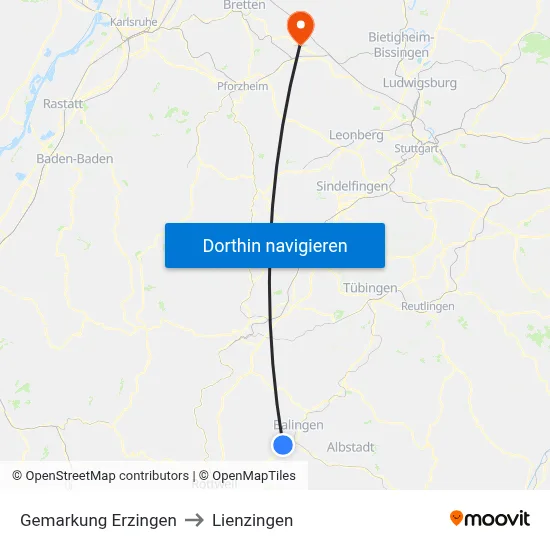 Gemarkung Erzingen to Lienzingen map