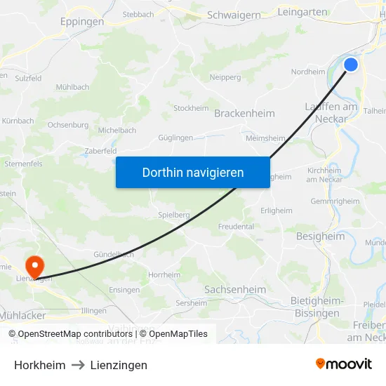 Horkheim to Lienzingen map