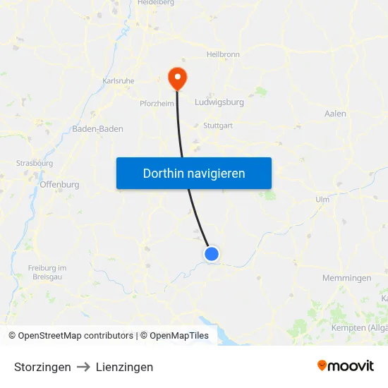 Storzingen to Lienzingen map