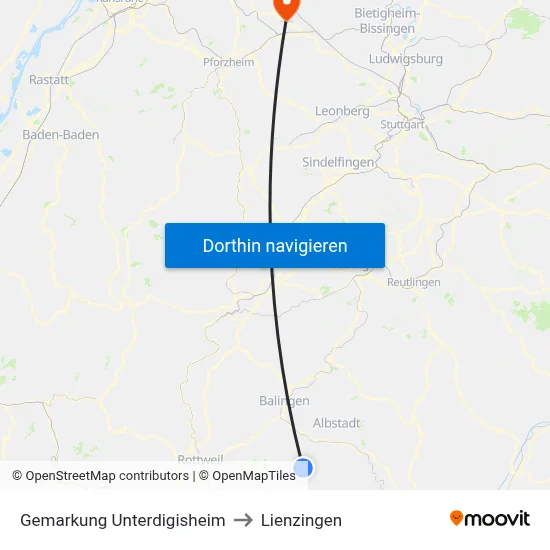 Gemarkung Unterdigisheim to Lienzingen map