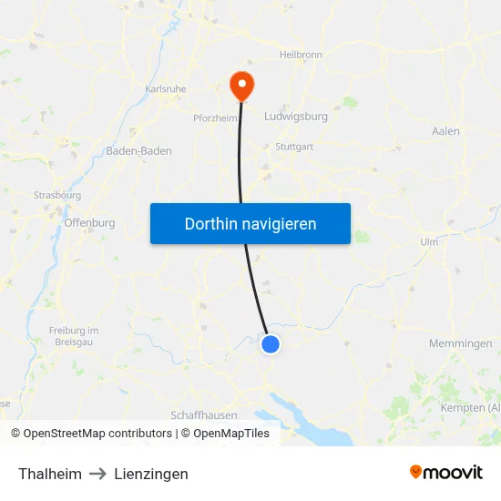 Thalheim to Lienzingen map