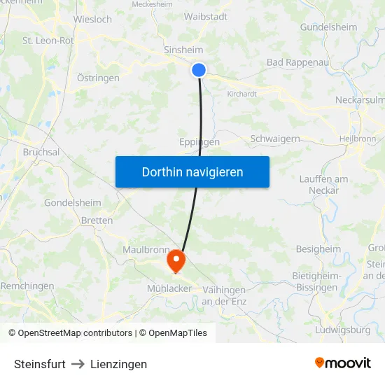 Steinsfurt to Lienzingen map