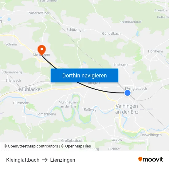 Kleinglattbach to Lienzingen map