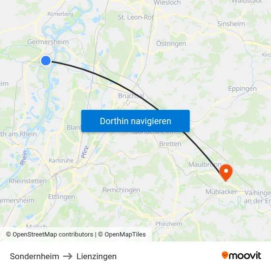 Sondernheim to Lienzingen map