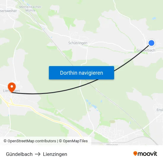 Gündelbach to Lienzingen map