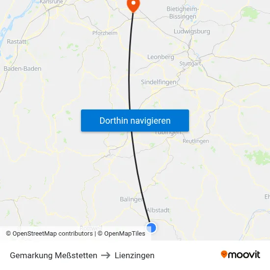 Gemarkung Meßstetten to Lienzingen map