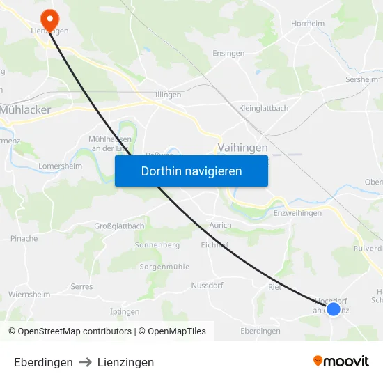 Eberdingen to Lienzingen map