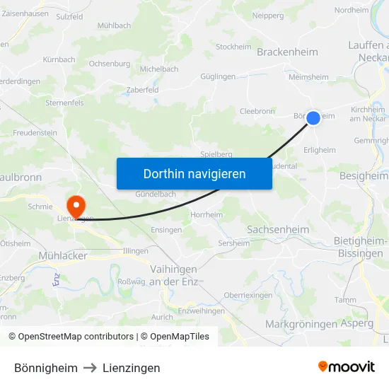 Bönnigheim to Lienzingen map